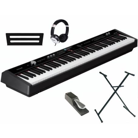Nux NPK-20 BK noir livré avec son support, casque et pédale de sustain