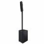 Vue complète de l'enceinte QSC KC12 BK noire montée avec colonne