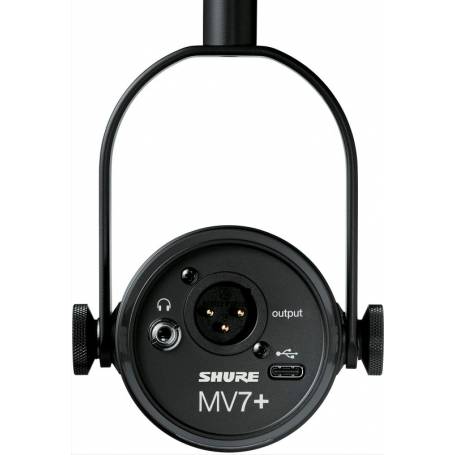 SHURE MV7+ BK : Micro hybride XLR/USB pour podcasteurs et streamers