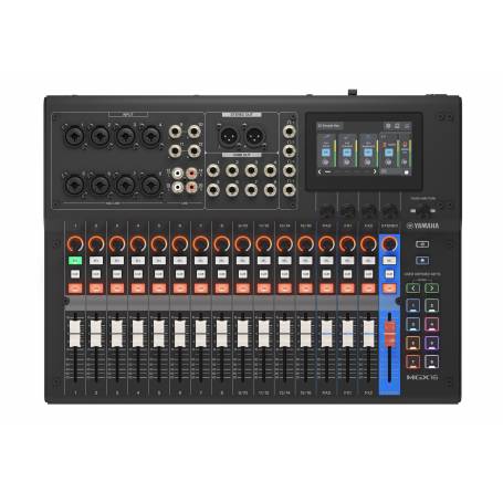 Yamaha MGX16 vue de face, avec une rangée complète de connectiques en partie supérieure
