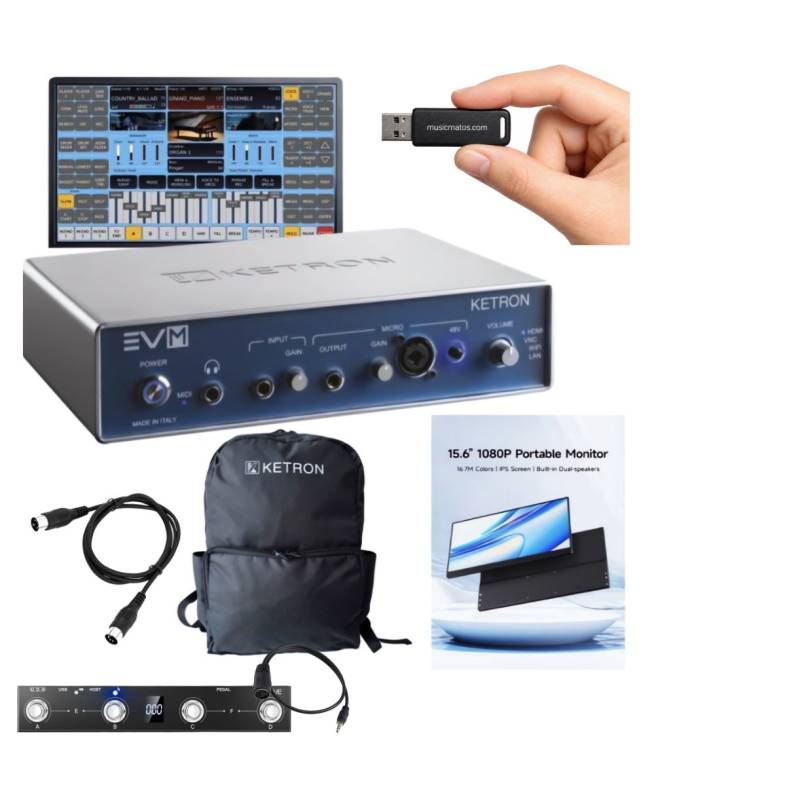 KETRON EVM BUNDLE : Module EVM+écran tactile, sac, pédalier midi + clé