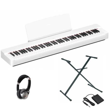 YAMAHA P-225WH FULL PACK : Piano 88 notes avec support, pédale et casque